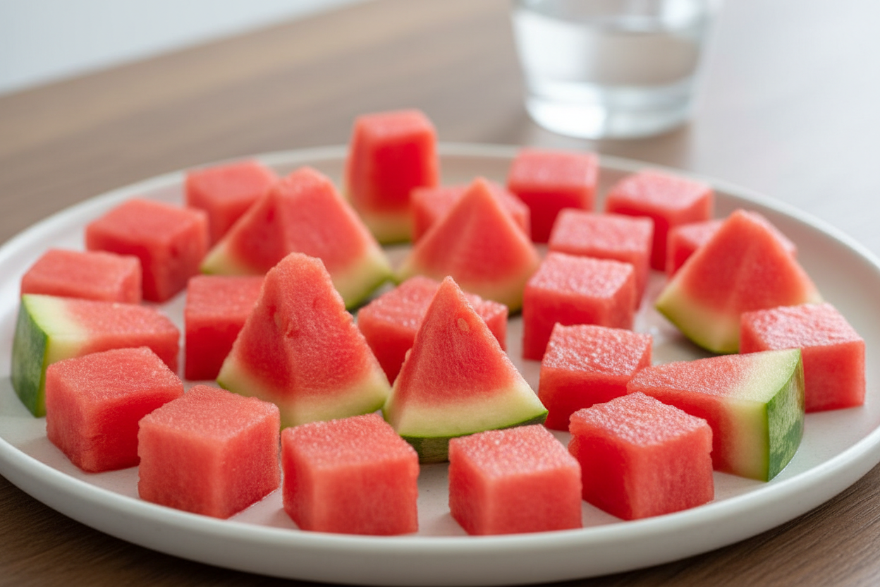 watermelon should be cut in small pieces with no seeds